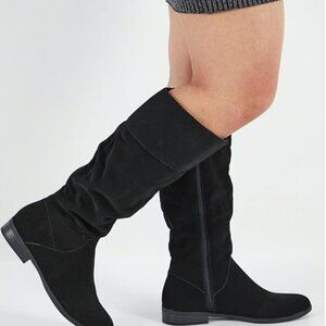 Style & Co. Womens Kelimae Faux Suede Tall Riding Boots Black (WIDE CALF)